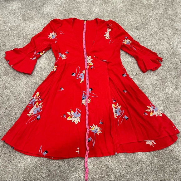 Free People Women's Time on My Side Red Floral Wrap Dress. Size XS. - Picture 10 of 10